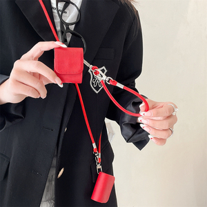 Étui en cuir PU de style professionnel pour Apple <span class=keywords><strong>Airpods</strong></span> 1 2 3 4 Pro 2, housse pour écouteurs sans fil, sac de charge, cordon de suspension - Product Image 2