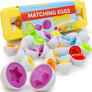 لعبة ألغاز للأطفال رائعة مكونة من 12 بيضة ألغاز للأطفال ملونة تستخدم للعلم المبكر ألعاب تعليمية