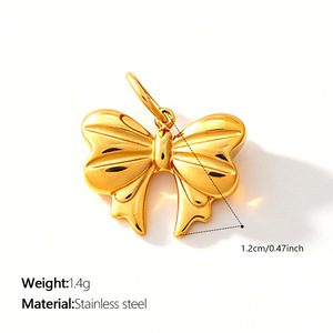 Pendentif Breloque Rétro Dessin Animé en Acier Inoxydable Émaillé, Motifs Rouge à Lèvres, Sourire, Nœud Papillon, pour la Fabrication de Bijoux DIY (Colliers, Bracelets) - Product Image 3