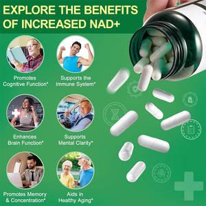 Cápsulas de Suplemento Vitamínico NAD Antioxidante Antienvejecimiento OEM para Energía Celular y Apoyo Muscular, 60 Cápsulas por Botella, Marca Privada OEM - Product Image 6
