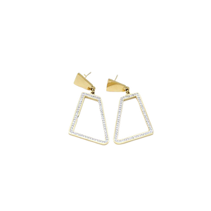 세련된 스테인레스 스틸 여성 귀걸이 사다리꼴 <span class=keywords><strong>CZ</strong></span> 방수 비 알레르기 18K 골드 쥬얼리 - Product Image 1