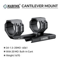 Supports en porte-à-faux Marcool 20MO pour lunette tactique monobloc 34 mm 30 mm, anneaux de lunette, niveau à bulle, aluminium, métal, chasse, optique