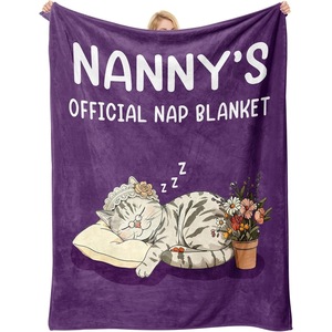 Manta de Franela con Diseño de Gato de Dibujos Animados, Manta para Siesta, Lavable a Máquina, Resistente a la Decoloración, para Cama, Sofá, con Impresión Personalizada - Product Image 4