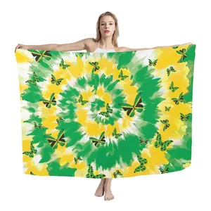 नया डिज़ाइन मुद्रित जमैका ध्वज स्कार्फ समुद्र तट तौलिया स्विमवीयर सारोंग स्विमसूट कवर अप टाई डाई उत्पाद स्मारिका उपहार पारेओ थोक