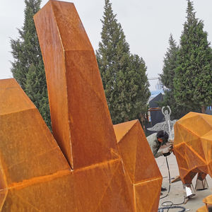 Escultura de acero Corten de mano de estilo de diseño artístico para jardín, paisaje al aire libre, estatuas grandes de Metal - Product Image 6