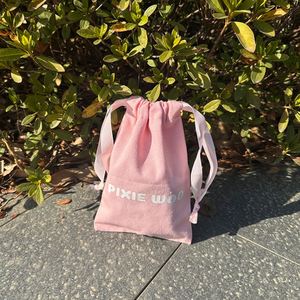 Wholesale Hot Sale Pink Color Cotton <b>Drawstring</b> Bag Cotton Dust <b>Pouch</b> With Silk Ribbon - Product Image 1