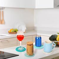 Sous-verres ronds en corde de coton tressée à la main, série turquoise, motifs variés, pour la décoration de la maison et de la cuisine (vente en gros)