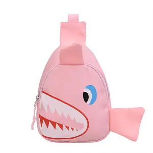 2023 New Hot Sale Yellow Small Shark Nylon Children Mini Phone Shoulder Travel Kids Crossbody Bag