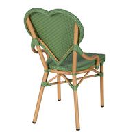 Fauteuil d'extérieur en rotin PE vert olive avec dossier en forme de cœur, structure en aluminium, chaise de bistrot pour café, patio, jardin