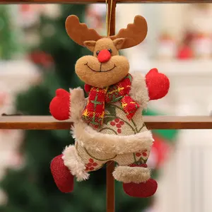 อุปกรณ์เสริมต้นคริสต์มาส,ตุ๊กตาสำหรับเต้นรำชายชราตุ๊กตาหิมะกวางหมีผ้าห้อยของขวัญ