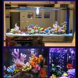 Ornamen Akuarium Karang Buatan Berbagai Gaya Dekorasi Lanskap Bawah Air Akuarium Hiasan Tangki Ikan Resin Warna-warni - Product Image 5