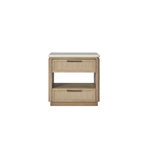 Two <b>Drawer</b> Nightstand With Rope Fronts Natural Wood Finish Bedroom <b>Storage</b> - Product Image 1