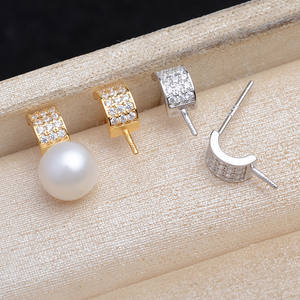 Crochets d'oreille en argent 925 pour la création de bijoux en perles, accessoires semi-finis pour boucles d'oreilles avec support vide, aiguille droite de 3 mm - Product Image 1