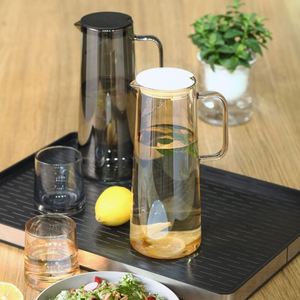 Carafe en verre borosilicate de qualité supérieure, transparente, grande capacité, avec poignée carrée, pour la maison, le bureau, les jus, l'eau froide - Product Image 3