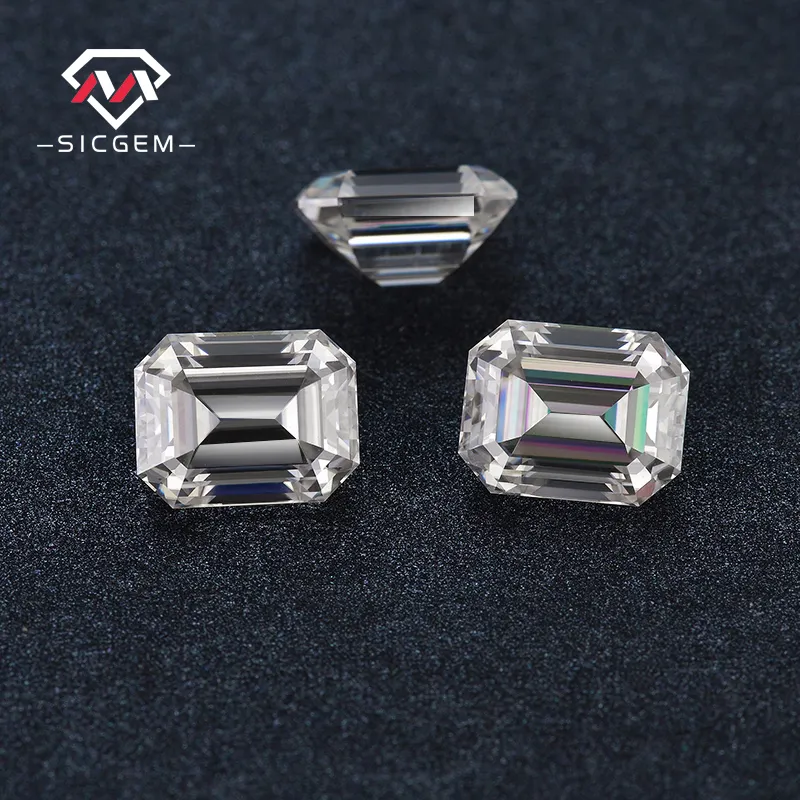 Đá Quý GH Trắng VVS Moissanite Đá Quý Loose Rough Moissanite Kim Cương Emerald Đá 1.0 Ct Emerald Đá Giá Mỗi Carat