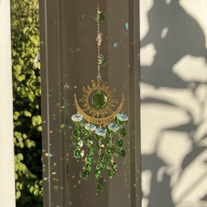 Campana de Viento de Cristal Sol y Luna al por Mayor en Stock, Atrapasueños de Ojo Turco Colgante para Decoración de Jardín y Ventana - Product Image 4