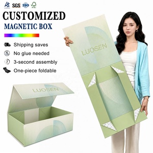 Caja de Papel Magnética con Estampado en Caliente Personalizado, Embalaje Plano para Ahorrar Costos, Caja de Regalo para Joyería, Cuidado de la Piel, Flores - Product Image 1