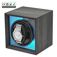 Boîte à remontoir de montre portable mini avec moteur silencieux, rotateur automatique de montre avec lumière LED bleue et vitrine en verre