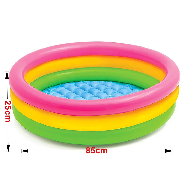 Intex 58924, piscina inflable de tres anillos de tamaño pequeño para bebés, piscina familiar redonda, piscina inflable de plástico móvil