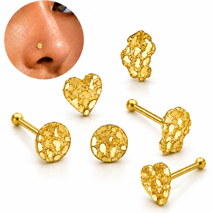 Anillo de Nariz con Diseño de Pepita de Oro Pulido CRYSPURE para Mujer, Forma de Corazón y Círculo, Joyería Corporal, Regalo Moderno y a la Moda para Ella - Product Image 3