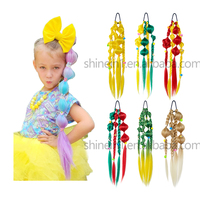 Shinein Nouvelle Extension de Cheveux Synthétique pour Enfants, 12 Pouces, Faite à la Main, Couleur Ombrée, Queue de Cheval, Tresses Bulles pour Enfants