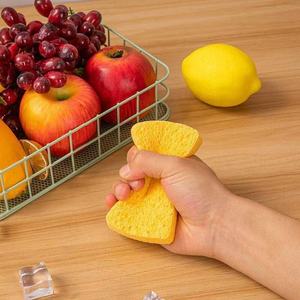 Éponge à vaisselle en pulpe de bois, épaisse, double face, jaune, rectangulaire, pour le nettoyage de la cuisine, dégraissage des casseroles et des poêles - Product Image 3