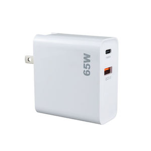 Зарядное устройство GaN 65 Вт с логотипом на заказ, <span class=keywords><strong>3</strong></span> порта USB Type-C PD, адаптер для ноутбуков и мобильных телефонов, вилка стандарта США, дорожный блок питания 65 Вт - Product Image 1