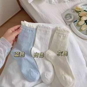 Women's Slouch <b>Socks</b> Mid-Calf Bow Design Breathable Sweat-Absorbing Gray Blue White Polyester Fiber Youth 18-40 Years Old - Product Image 3