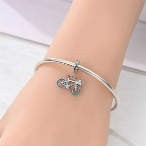 Copper Silver Plated Daily Life Sweet Themed Blue Pink Enamel CZ Charm <b>Beads</b> <b>Set</b> Fit European Bracelet - Product Image 6