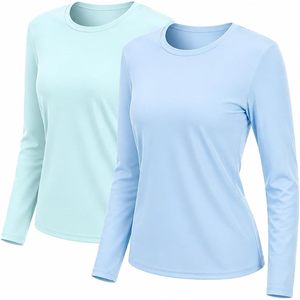 Lot de 2 chemises de protection UV à manches longues pour femmes UPF 50+, légères, à séchage rapide, pour la natation et la randonnée - Product Image 1