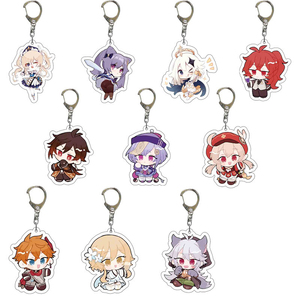 Llavero de acrílico con dijes de personajes de anime y videojuegos Genshin Impact: <span class=keywords><strong>Kunikuzushi</strong></span>, Morax, Kaeya, Xiao, Hu Tao, Tartaglia, insignia y colgante de dibujos animados - Product Image 1