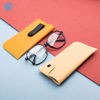 Étui à lunettes en PU multicolore avec bouton-pression, pochette de protection souple pour lunettes, sac de rangement portable pour lunettes de soleil