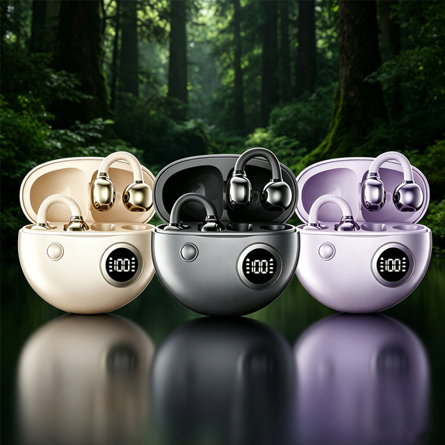 Portable Wireless BT 5.3 Earbuds Hi-Fi Sound Super Long Battery Life Headsets Noise Reduction Clip-on Earphones Headphones