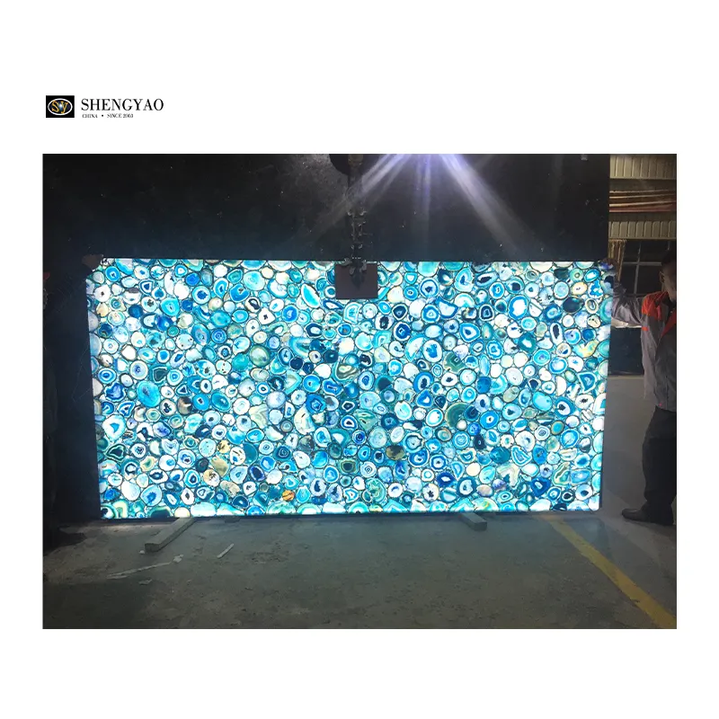 Wholesale Polished Gemstone Panel Natural Blue Agate Stone Slabs