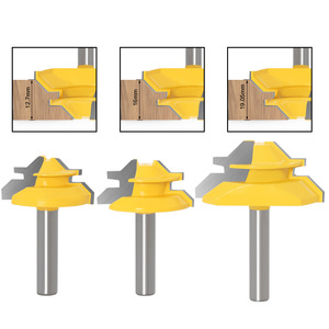 Lot de 3 fraises <span class=keywords><strong>à</strong></span> <span class=keywords><strong>onglet</strong></span> <span class=keywords><strong>à</strong></span> 45 degrés, queue de 8 mm, pour le travail du bois, outil de fraisage de tenons, pour percer et fraiser le bois, en alliage de carbure - Product Image 1