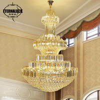 Lustre en cristal LED contemporain pour escalier de banquet, mariage, centre commercial, intérieur