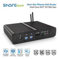 Sharerdp PC Industrial Personalizado con Intel Core I3 I5 I7 de 12ª y 13ª Generación, Carcasa de Aleación de Aluminio sin Ventilador, LAN Dual, HDMI Dual, 2COM RS232