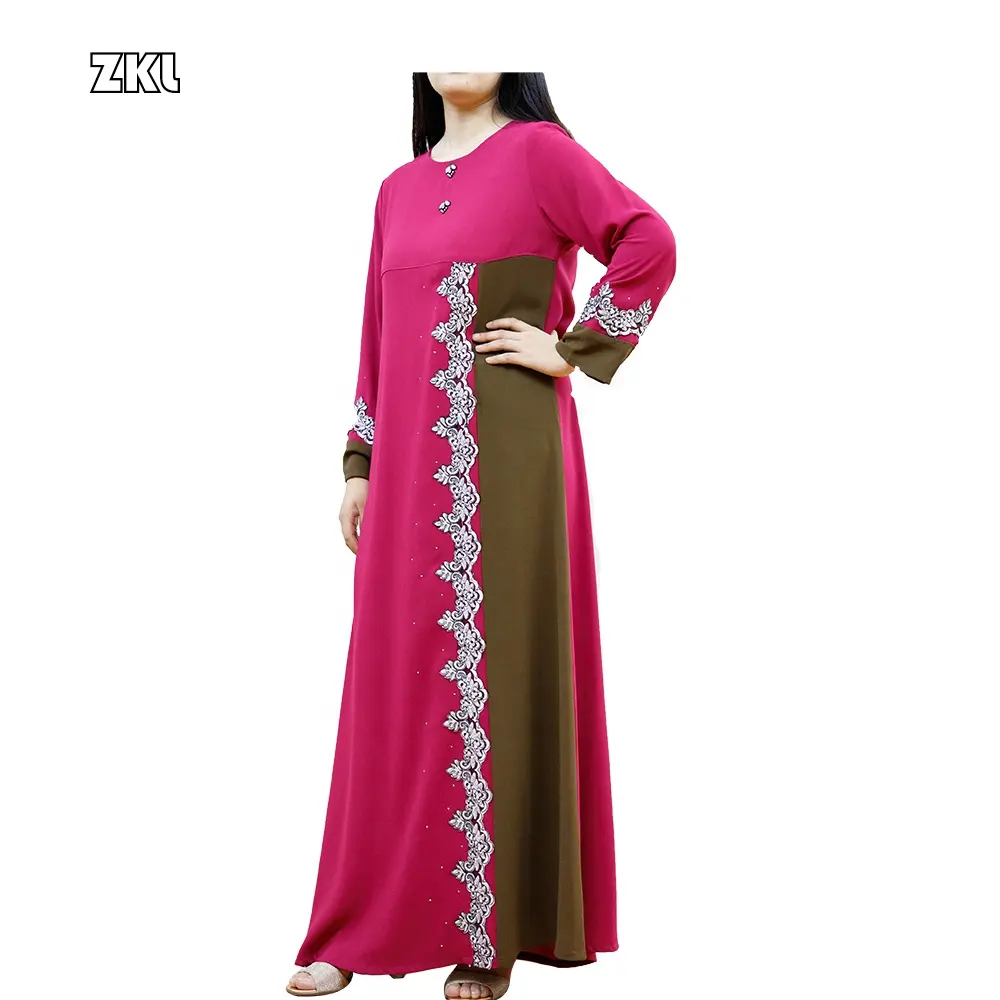 New Fashion Two-tone fabric stitching lace Islam robe ABAYprayer robe muslim dressA Women's Wear Muslim rayon Prayer Robe Unifor