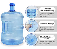 Bouteille d'eau en plastique sans BPA écologique de 11,3 L, 15 L, 17 L, 18,9 litres avec poignée pour les systèmes d'eau potable au bureau et à la maison