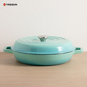 Casserole de cuisine en fonte émaillée, modèle classique rond avec bouton en acier inoxydable, rouge dégradé, direct usine - Product Image 4