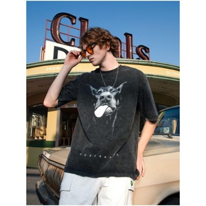 T-shirt unisexe en coton tricoté surdimensionné à motif graphique, manches courtes, respirant, anti-plis, style vintage streetwear décontracté - Product Image 1