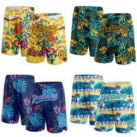 Fleurs colorées personnalisées Palm Floral Palm Vente en gros Sublimé imprimé Polyester Casual Street Beach Men Mesh Basketball Shorts