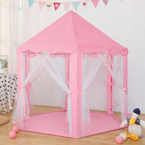 Venta al por mayor Rosa encantadora tienda de juegos portátil plegable hexagonal <span class=keywords><strong>niñas</strong></span> interior jugar princesa Castillo niños tienda de juegos casa - Product Image 6