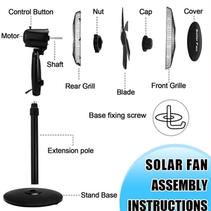Suitable 16-Inch Solar Rechargeable 3-Speed 5-<b>Gear</b> Solar Fan with 15000mAh Battery Multi-Adjustment Solar Outdoor Fans - Product Image 6