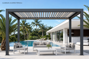 Pergola bioclimatique motorisée moderne en aluminium pour patio, gazebo, pavillon, toit à lames rétractables automatiques, imperméable et robuste - Product Image 4