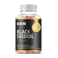 Hoog absorberende fruit smaak voedingssupplement zwarte komijnzaadolie gummies met vitamine E voor luchtweggezondheid