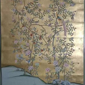 Carta da <span class=keywords><strong>Parati</strong></span> Dipinta a Mano in Stile Chinoiserie <span class=keywords><strong>con</strong></span> <span class=keywords><strong>Foglie</strong></span> d'Oro - Product Image 4