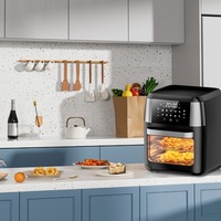 Friteuse à air en gros, friteuse à air en acier inoxydable, grande capacité 12L, chauffage rotatif, 220-240V