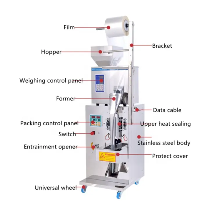 Machine à emballer entièrement automatique de riz sucre café pesant les aliments en poudre/Machine à sceller et à emballer de remplissage à lavage vertical