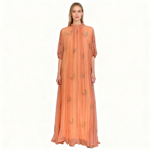 2026 New Handmade Bead Pleated Design Women's <strong>Dress</strong> <strong>Plus</strong> <strong>Size</strong> Loose Elegant Rayon Chiffon Floor-length <strong>Dress</strong> Diamonds Petal - Product Image 1